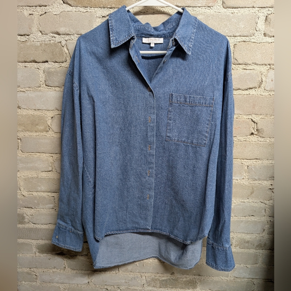 Olivaceous Blue Relaxed Fit Button Down Shirt